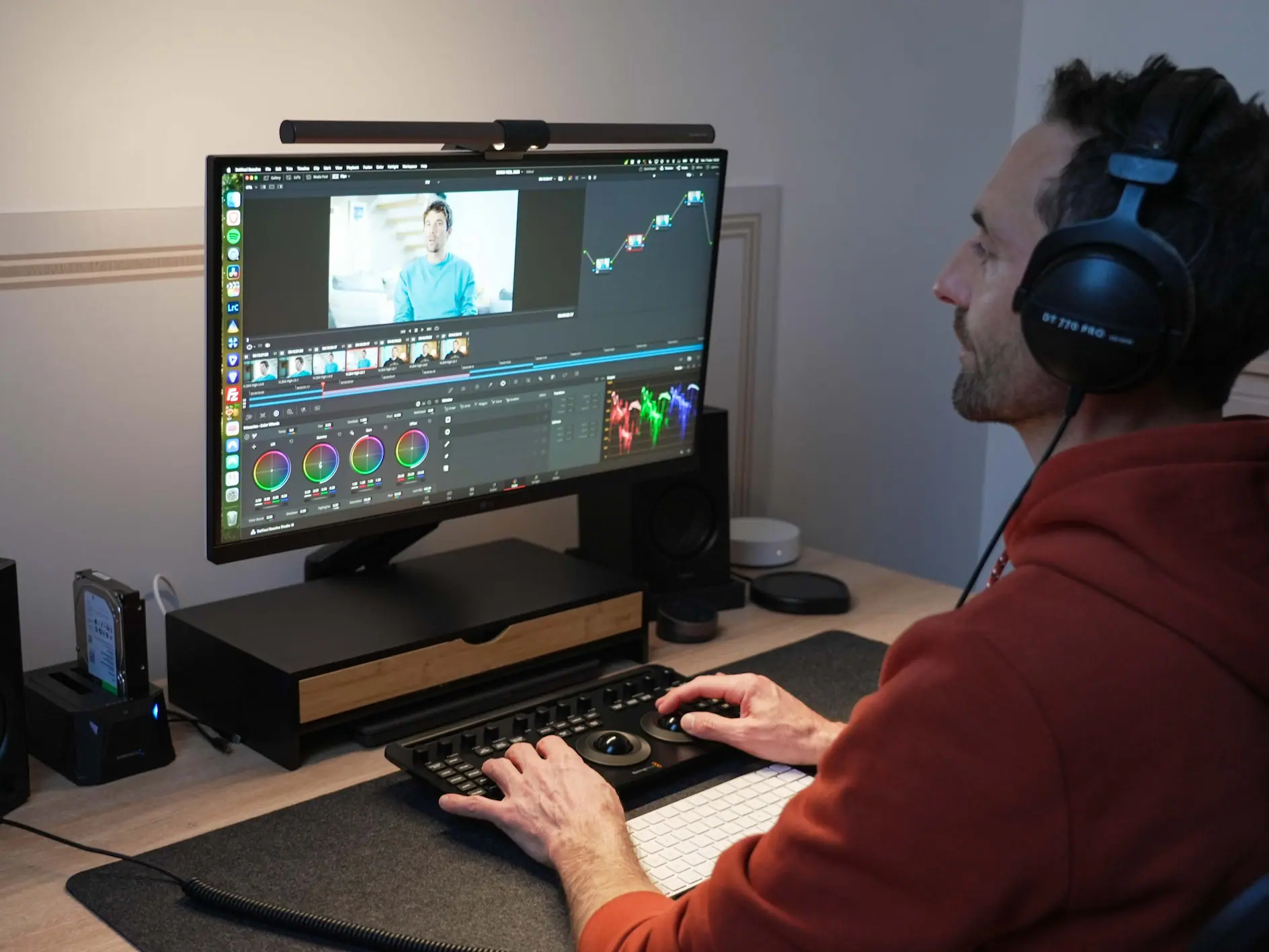 Laurent Henry editing and colour grading a wedding film in DaVinci Resolve