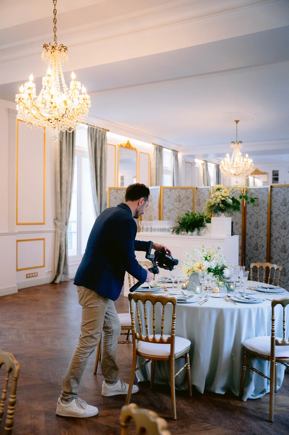 Laurent Henry preparing to film a wedding